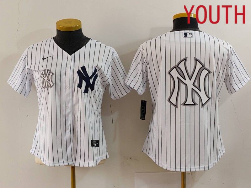 Youth New York Yankees Blank White stripe Game 2024 Nike MLB Jersey style 15->women mlb jersey->Women Jersey